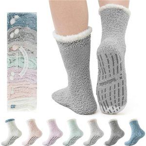 Fuzzy Socks with Grips for Women,Warm Sleep Cozy socks SoftFluffy Hospital Socks